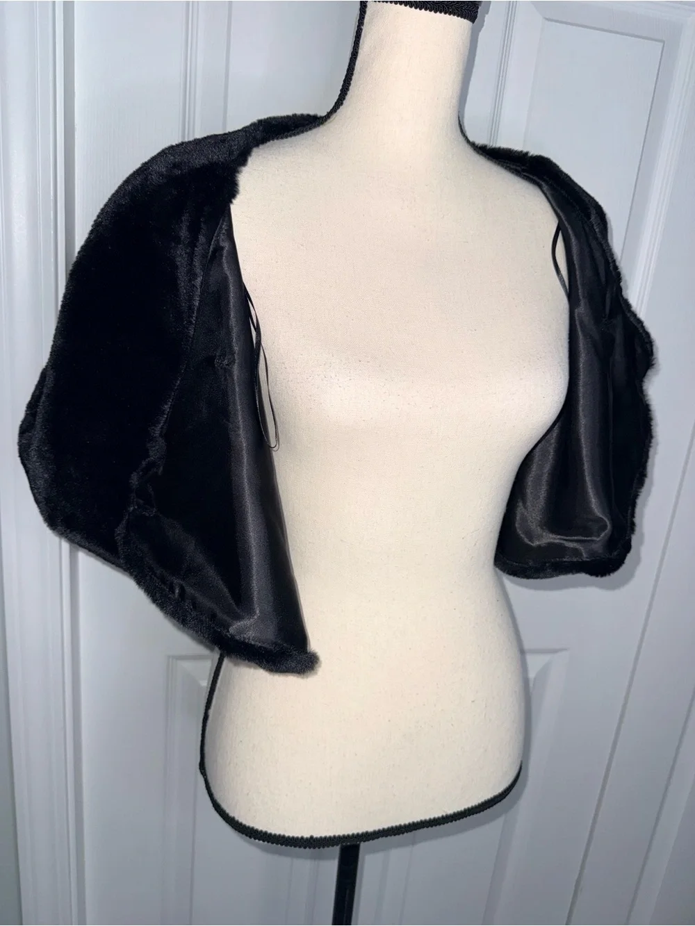 Danny & Nicole Black Faux Fur Shoulder Wrap with Decorative Brooch
